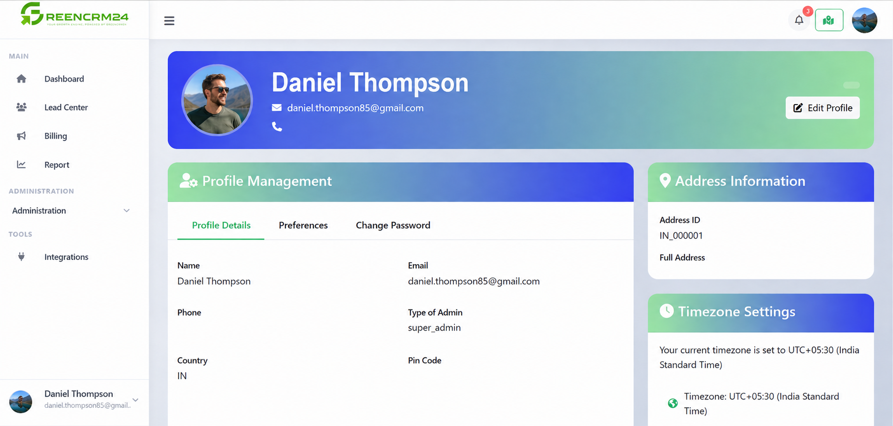 How to Manage Your GreenCRM24 Profile and Account