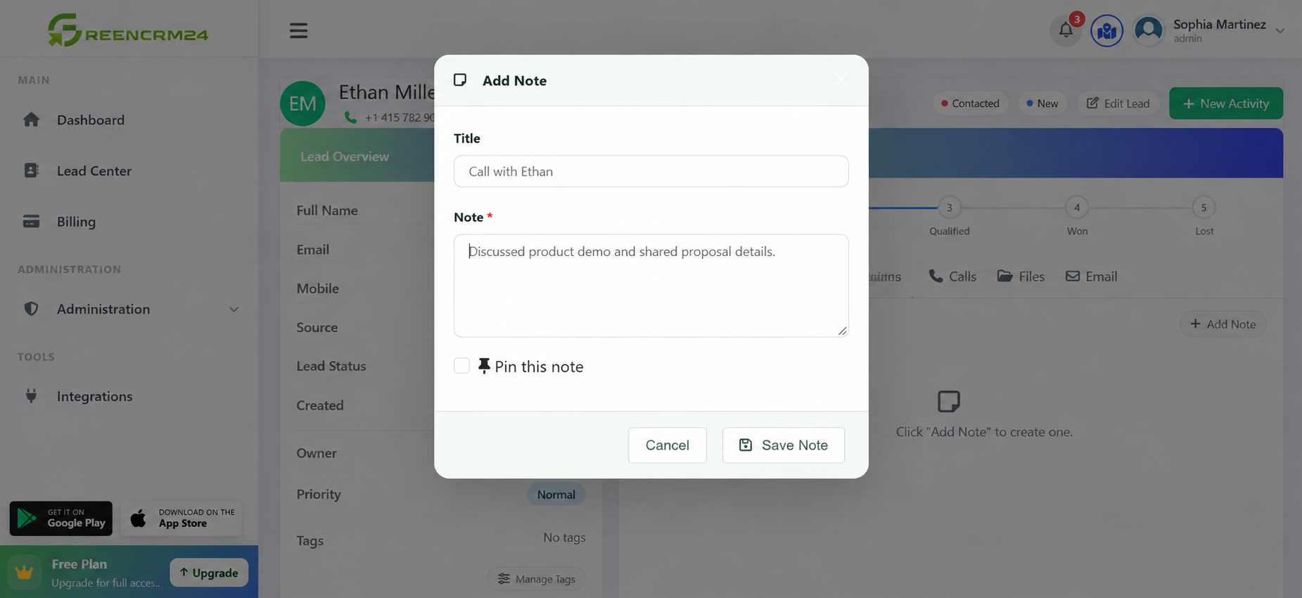 How to Add Notes to a Lead in GreenCRM24
